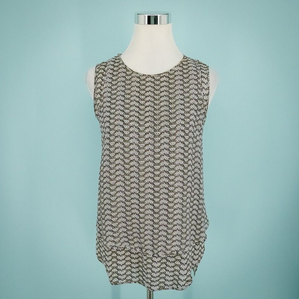 Theyskens' Theory Size XS Top Tomci Silk Print Crew Sleeveless Layered Tank
